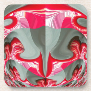 beautiful Red ash grey geometric motif ART design Coaster