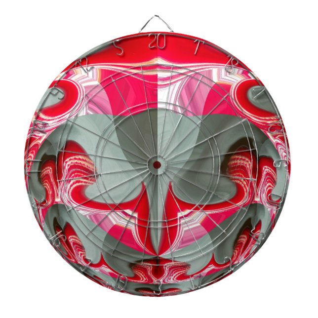 Beautiful Red ash grey geometric motif ART design Dartboard (Front)