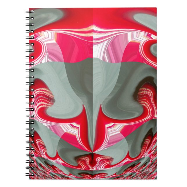 beautiful Red ash grey geometric motif ART design Notebook (Front)