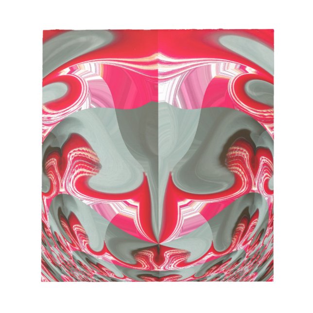 Beautiful Red ash grey geometric motif ART design Notepad (Front)