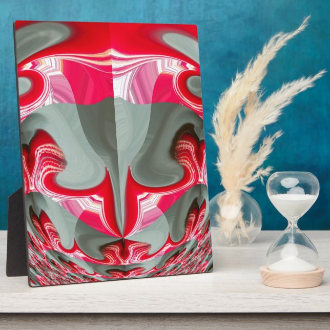 beautiful Red ash grey geometric motif ART design Plaque (Side)