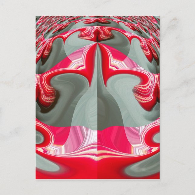 beautiful Red ash grey geometric motif ART design Postcard (Front)