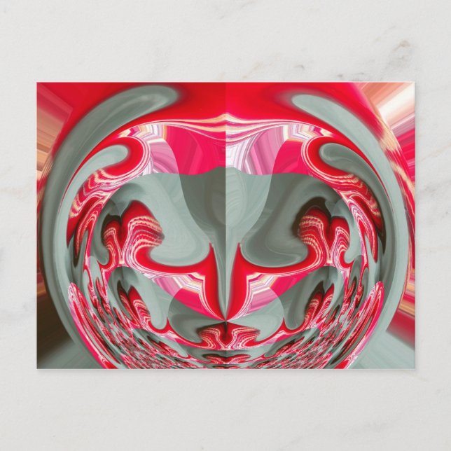 beautiful Red ash grey geometric motif ART design Postcard (Front)