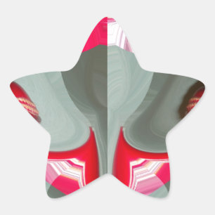 beautiful Red ash grey geometric motif ART design Star Sticker