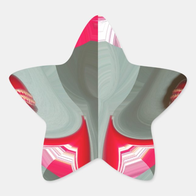 beautiful Red ash grey geometric motif ART design Star Sticker (Front)