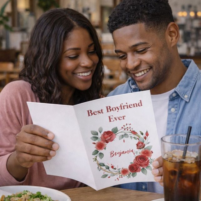 Beautiful Red Best Boyfriend Ever Valentine Holiday Card (Creator Uploaded)