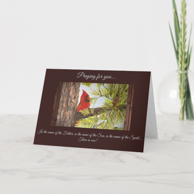 Beautiful Red Bird Christian Card (Front)