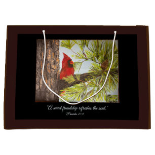 Beautiful Red Bird Christian Large Gift Bag