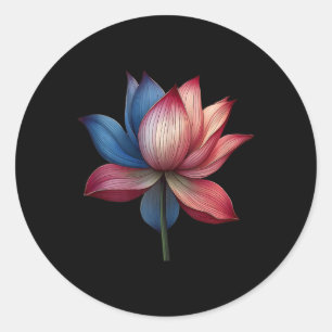 Beautiful Red Blue White Lotus Kamala Presidential Classic Round Sticker