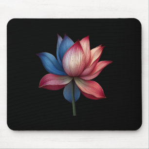 Beautiful Red Blue White Lotus Kamala Presidential Mouse Pad