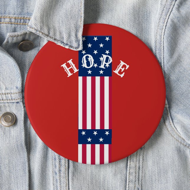 Beautiful Red Blue White Star Hope USA    Cake Sta 6 Cm Round Badge (In Situ)