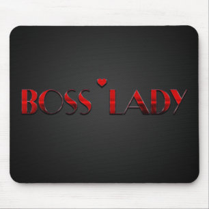 Beautiful Red Boss Lady Text with Carbon Mouse Pad