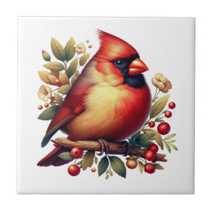 Beautiful Red Cardinal  Accent Ceramic Tile