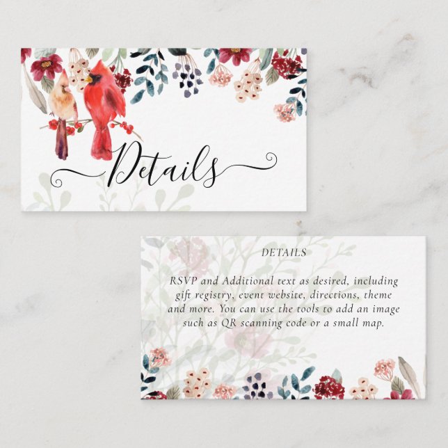 Beautiful RED CARDINAL Birds Wedding Business Card (Front/Back)