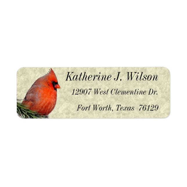 Beautiful Red Cardinal Personal Mailing Labels (Front)