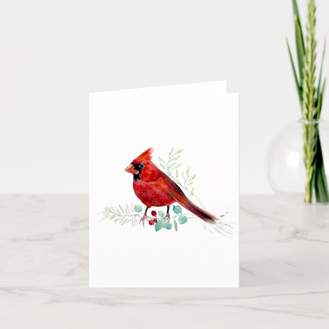 Beautiful Red Cardinal Watercolor Note Card (Beautiful Red Cardinal Watercolor Colored Pencil Blank Note Cards from Jenn Steffen Art)