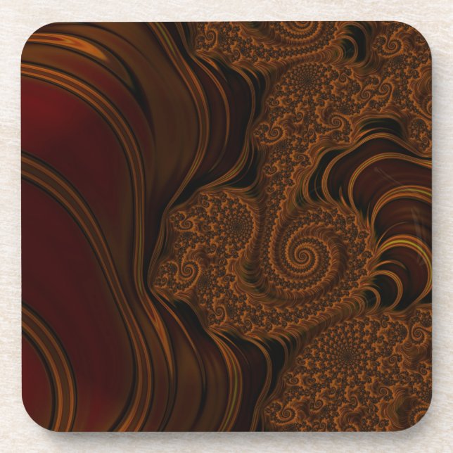 Beautiful Red Cherry Caramel Fractal Coaster (Front)