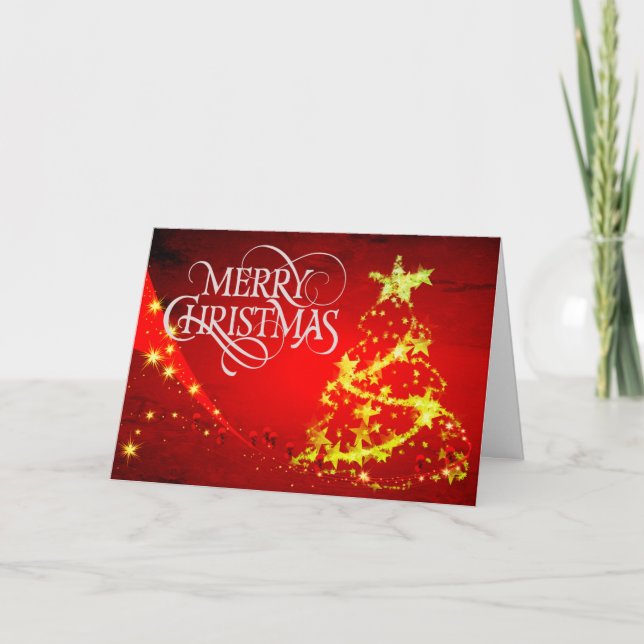 Beautiful Red Christmas Card with Warm Wishes (Front)