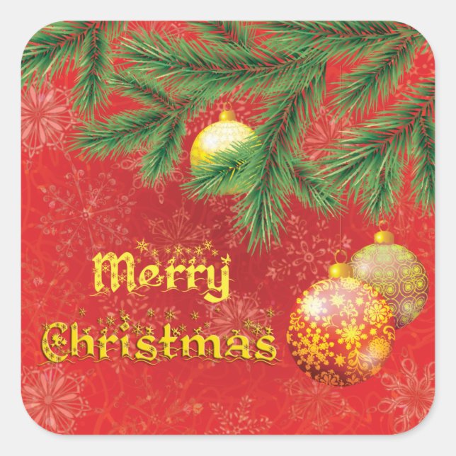 Beautiful Red Christmas Inspired Square Sticker (Front)