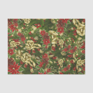 Beautiful Red Christmas Poinsettia Pattern  Tissue Paper