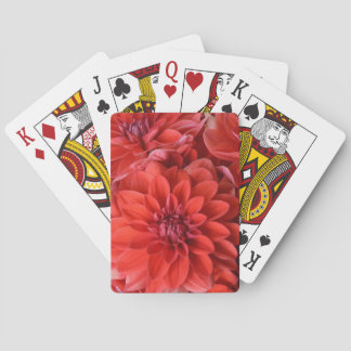 Beautiful red dahlia flowers playing cards