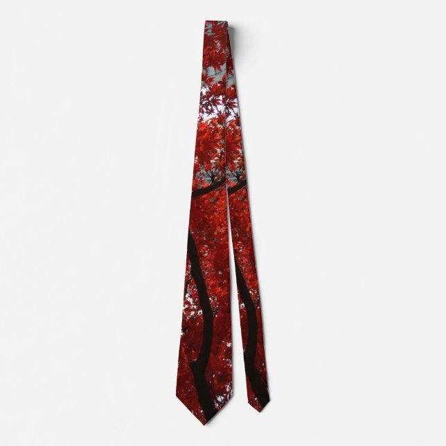 Beautiful Red Fall Leaves on a Tie (Front)