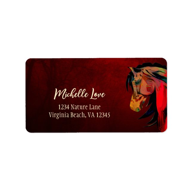 Beautiful Red Fire Horse Address Label (Front)