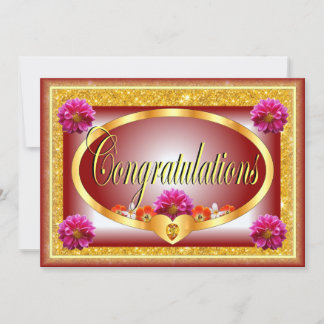 Beautiful red floral design congratulations invitation