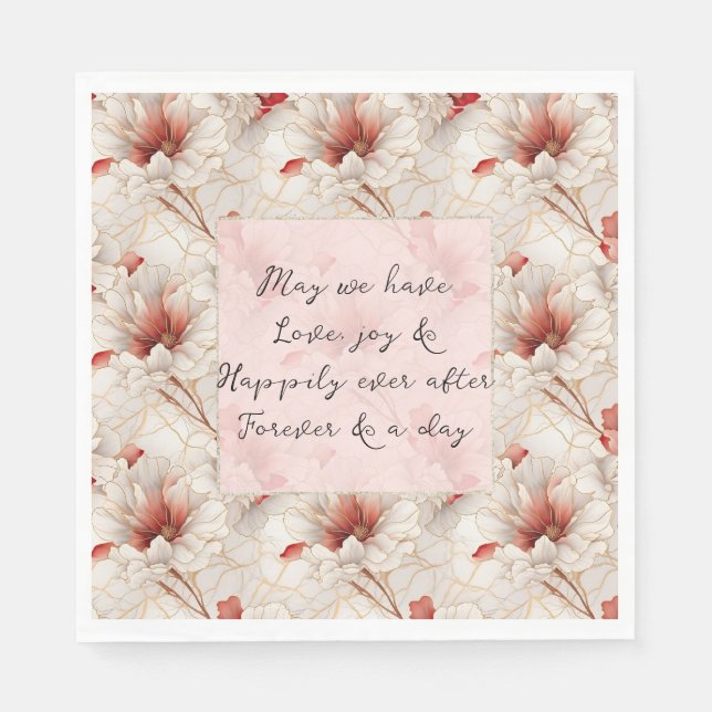 Beautiful Red Floral Romantic Wedding Napkin (Front)