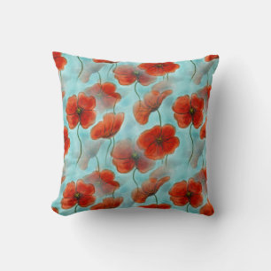 Beautiful Red Floral Throw Pillow