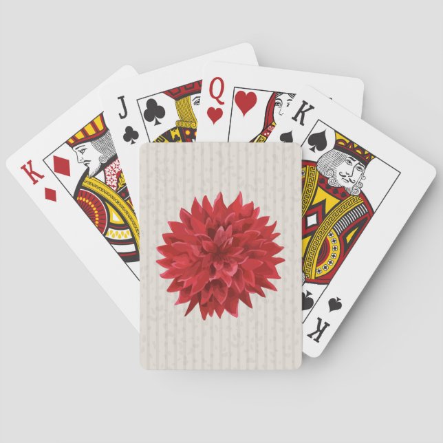 Beautiful Red Flower Over Beige Backgrround Playing Cards (Back)