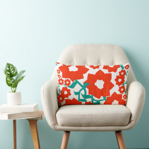 beautiful red flower pattern for christmas lumbar cushion