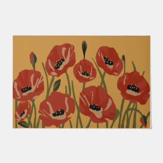Beautiful Red Flower Rug, New Home Gift Mat