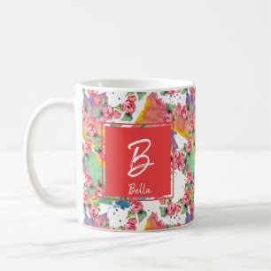 Beautiful Red Flower Stamp Girl Birthday Coffee Mug