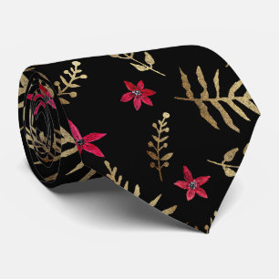 Beautiful red flowers golden shine leaves black el tie