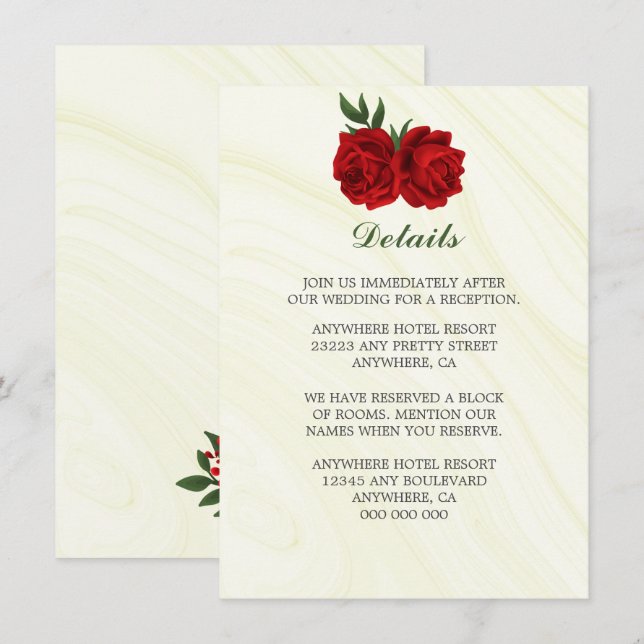 beautiful red flowers greenery details enclosure card (Front/Back)