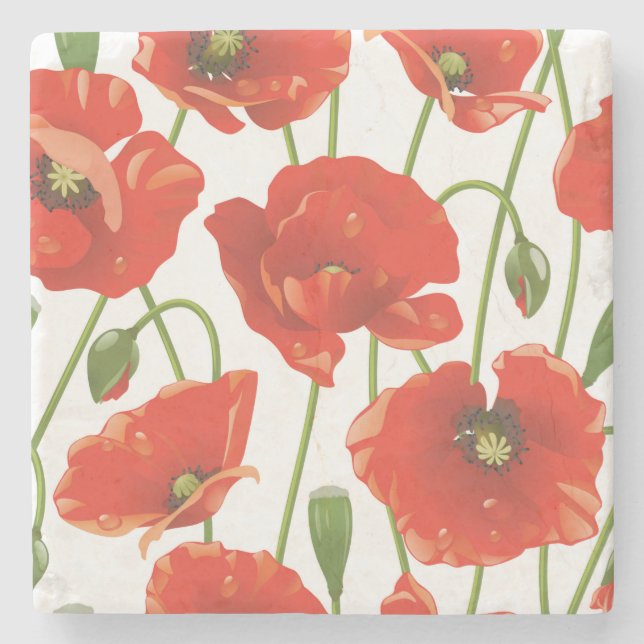 Beautiful Red Flowers Stone Coaster (Front)
