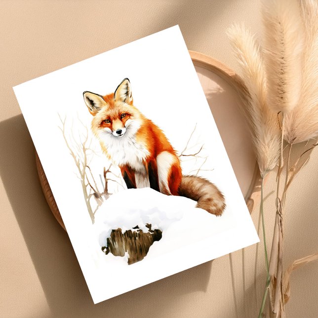 Beautiful Red Fox in Snow – Winter Wildlife Greeti Holiday Postcard (Creator Uploaded)