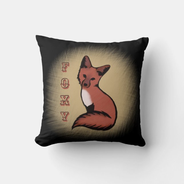 Beautiful Red Foxy Fox Black Cushion (Front)