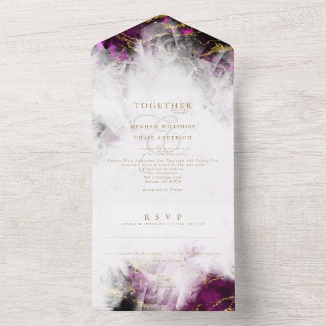 Beautiful Red Garnet Crystal Geode All In One Invitation (Inside)