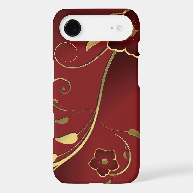 Beautiful Red & Gold Floral Fine Art Case-Mate iPhone Case (Back)