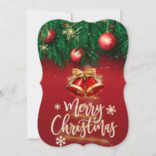 Beautiful Red Gold Merry Christmas Wishing Card