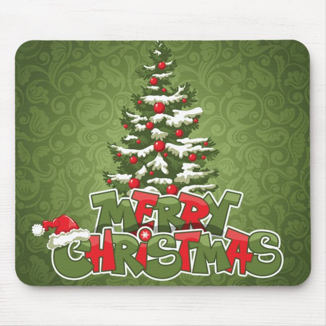Beautiful Red & Green Christmas Inspired Mousepad (Front)