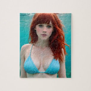 Beautiful Red Haired Woman Underwater Photography Jigsaw Puzzle