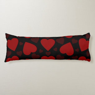 Beautiful red heart pattern on black body cushion