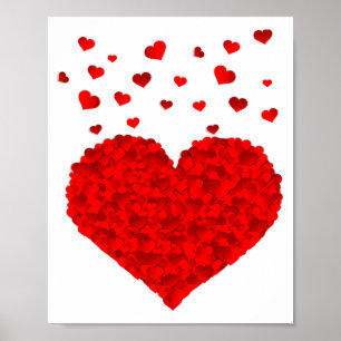 Beautiful Red Heart Valentines Day T Shirt  Poster