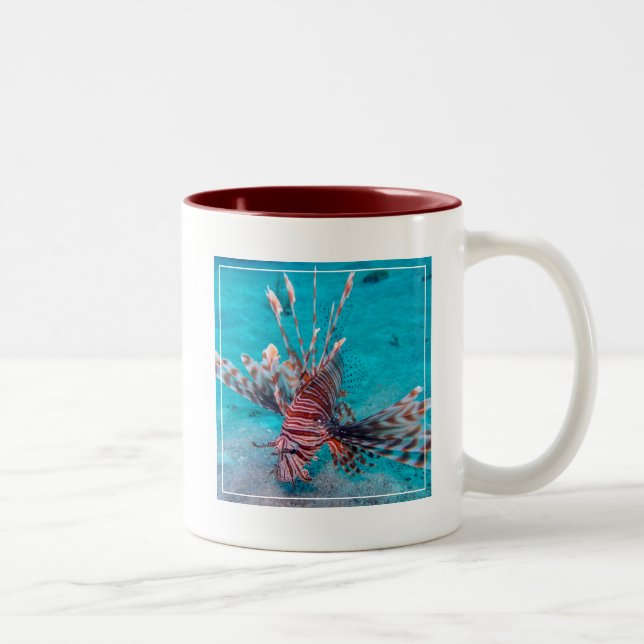 Beautiful Red Lion Fish Two-Tone Coffee Mug (Right)