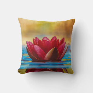 Beautiful Red Lotus , Zen Cushion
