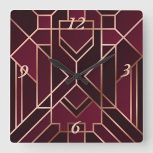 Beautiful Red Marble Square Clock