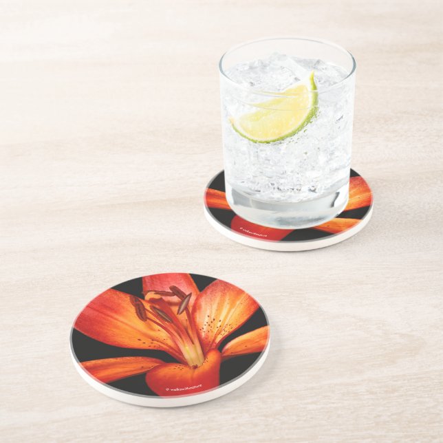 Beautiful Red Orange Asiatic Lily Gran Paradiso Coaster (Side)